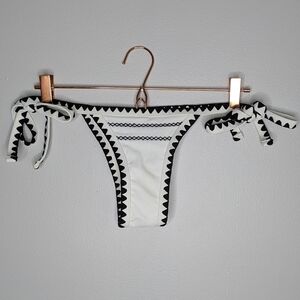 Sunny Maya white black embroidered tie waist bikini bottom M